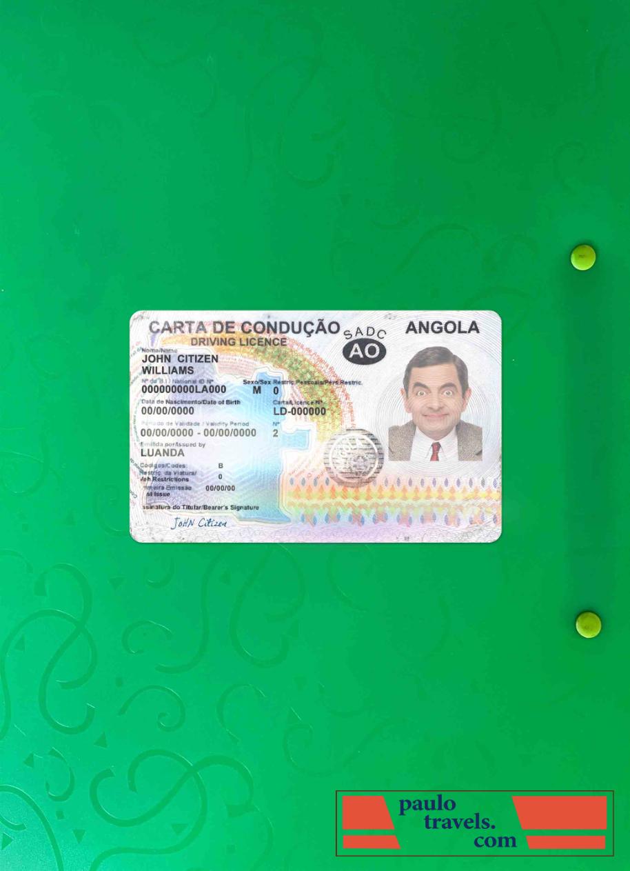 Angola driving license 2018 2028 photolook FRONT PSD template